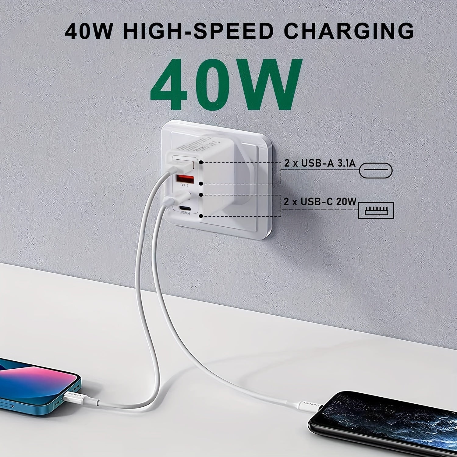 Nuvien 40W Dual USB-C Power Adapter