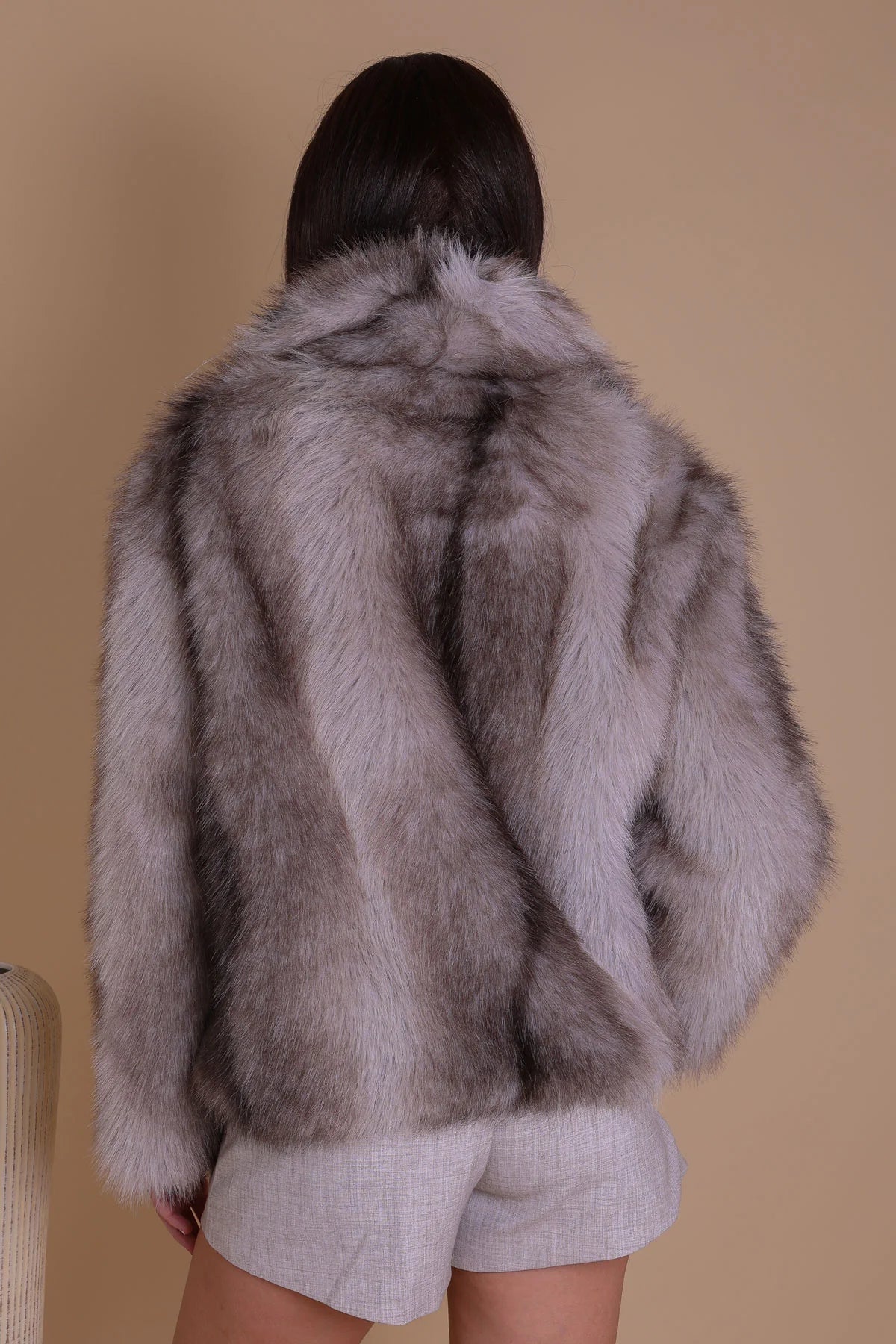 Brown Multi Tone Faux Fur Coat