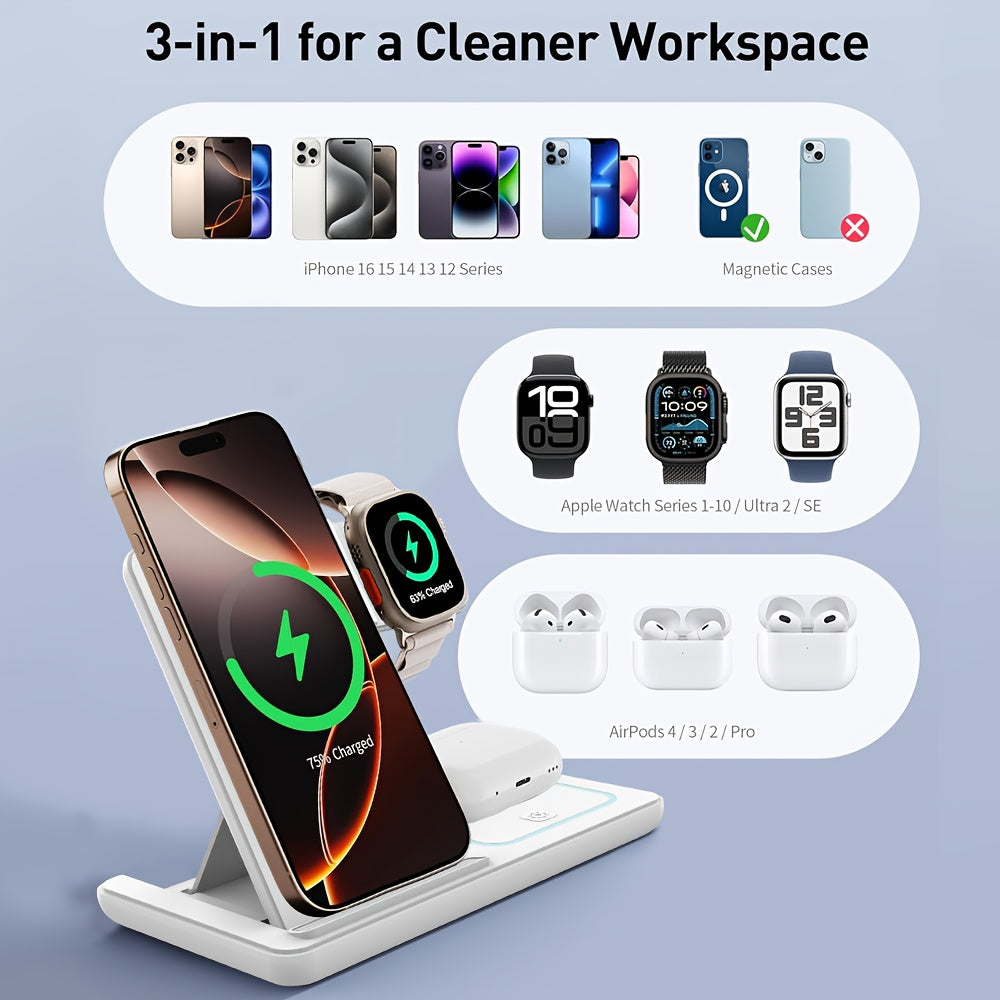 Nuvien 3-in-1 Foldable Wireless Charging Station